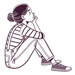 a girl is thinking vector