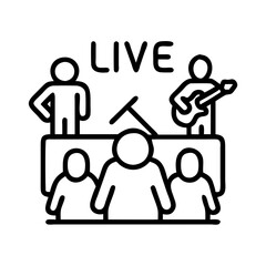 live band icon, live band line art - simple line art of live band, perfect for live band logos and icons