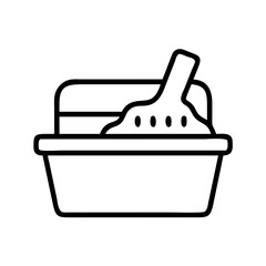 litter box icon, litter box line art - simple line art of litter box, perfect for litter box logos and icons