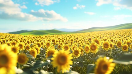 sunflower field with blue sky background
