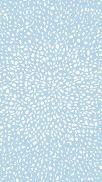 Blue And White Abstract Background Loop. White Spots Spining In Circle. White Hand Drawn Irregular Spots Moving Around on Pastel Blue. Childish Looped Background. Doodle Style Layout. Abstract Mosaic.