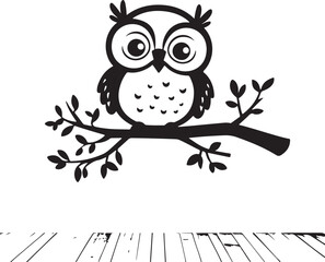 owl silhouette, owl vector image.