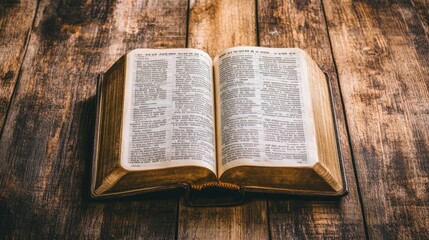 Obraz premium Ancient Book Open on Wooden Surface