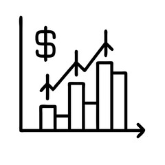 market chart icon, market chart line art - simple line art of market chart, perfect for market chart logos and icons
