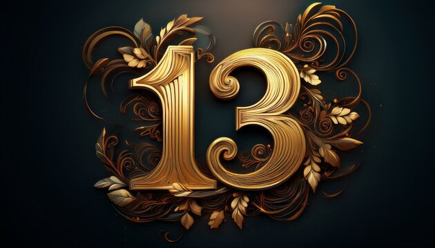 Number 13 gold. Generated image