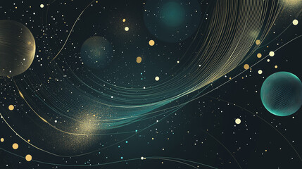 Abstract black background with Colorful circle lines. Digital future technology . Abstract business connection of lines from nodes innovation of communication in the network.