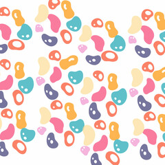 Fun, Colorful Abstract Blob Pattern on White Background