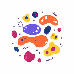 Colorful abstract blob shapes pattern on a white background