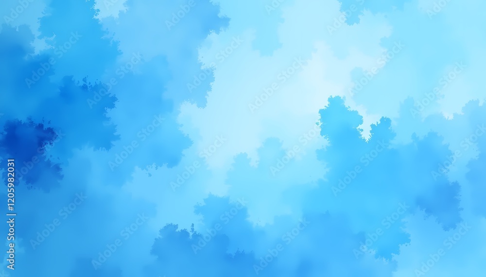 Poster light blue watercolor background with soft abstract patterns.