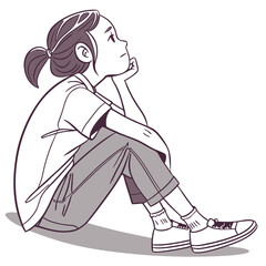 a girl is thinking vector