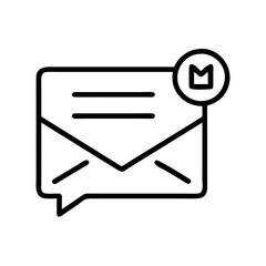 message notification icon, message notification line art - simple line art of message notification, perfect for message notification logos and icons