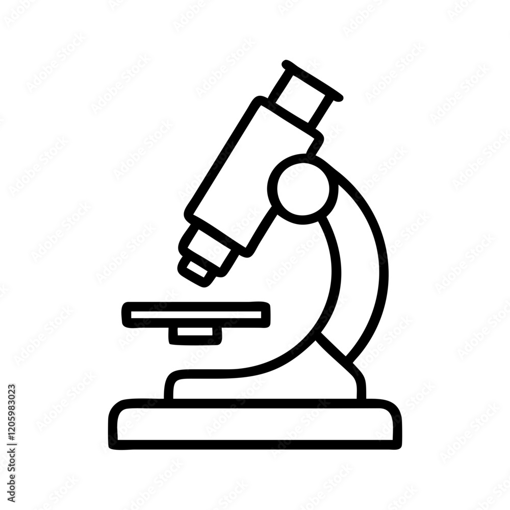 Poster microscope icon, microscope line art - simple line art of microscope, perfect for microscope logos a