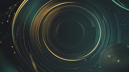 Abstract black background with Colorful circle lines. Digital future technology . Abstract business connection of lines from nodes innovation of communication in the network.