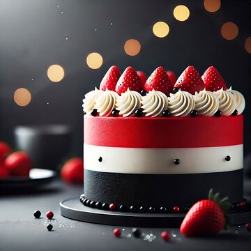 happy birthday cake cholocate with strawberry