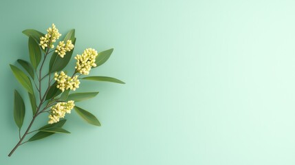Displaying of Lemon Myrtle Branch on Green Background