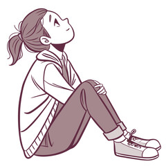 a girl is thinking vector