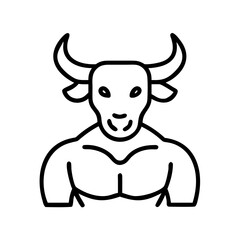 minotaur icon, minotaur line art - simple line art of minotaur, perfect for minotaur logos and icons