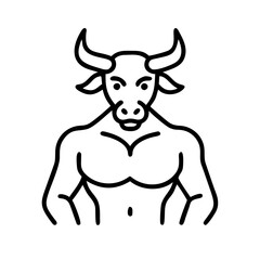 minotaur icon, minotaur line art - simple line art of minotaur, perfect for minotaur logos and icons