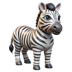 Beautiful 3D Zebra Illustration Clipart with Clean White Background