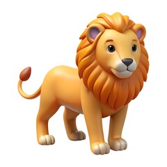 Beautiful 3D Lion Illustration Clipart with Clean White Background