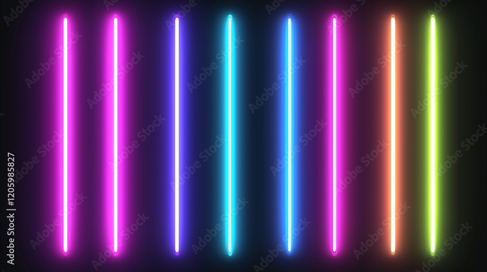 Poster a minimalistic led stripe design with radiating beams.