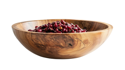 
Red beans in wooden bowl on transparent background