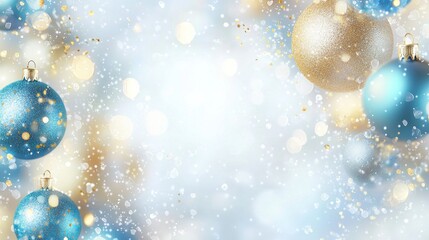 Festive Christmas Ornament Background: Blue and Gold Sparkle
