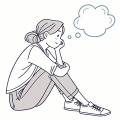 a girl is thinking vector