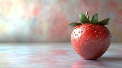 Fresh Red Strawberry on a Smooth Surface with Colorful Background