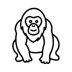 orangutan icon, orangutan line art - simple line art of orangutan, perfect for orangutan logos and icons © Waliul