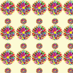 Vector pattern design in colorful flowers and golden white background 