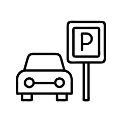 parking lot icon, parking lot line art - simple line art of parking lot, perfect for parking lot logos and icons