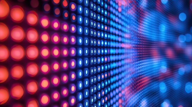 LED wall displaying vibrant colors with bokeh background for entertainment