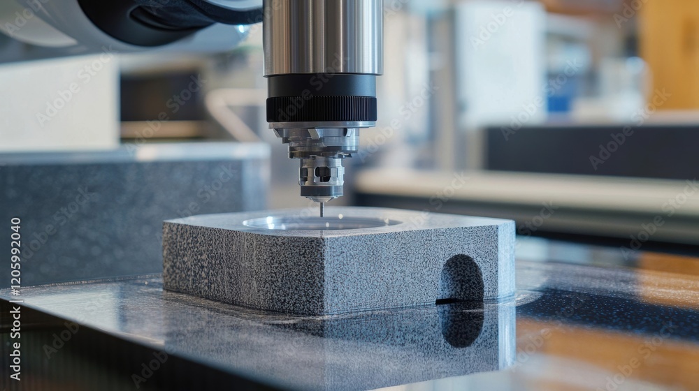 Aufkleber robotic arm controlling a cnc milling machine in a modern manufacturing facility, shaping a metal co