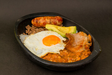 Paisa tray the most representative dish of Colombia and the emblem of Antioquia gastronomy