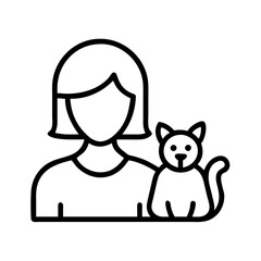 pet owner icon, pet owner line art - simple line art of pet owner, perfect for pet owner logos and icons