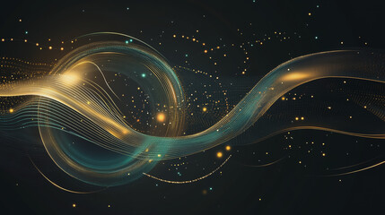 Abstract black background with Colorful circle lines. Digital future technology . Abstract business connection of lines from nodes innovation of communication in the network.