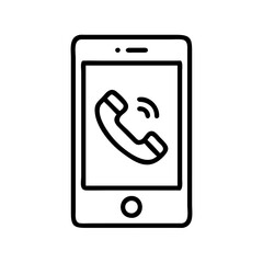 phone icon, phone line art - simple line art of phone, perfect for phone logos and icons
