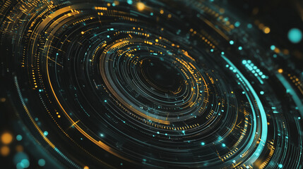 Abstract black background with Colorful circle lines. Digital future technology . Abstract business connection of lines from nodes innovation of communication in the network.