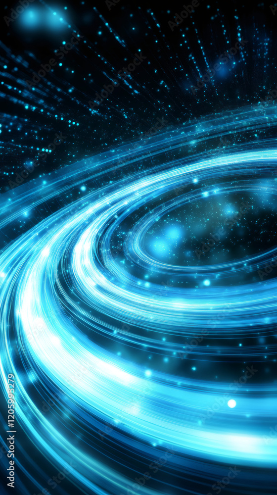 Leinwandbilder Abstract blue vortex spinning in dark space with glowing particles, creating a mesmerizing spectacle of light and energy