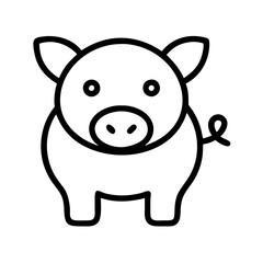 pig icon, pig line art - simple line art of pig, perfect for pig logos and icons