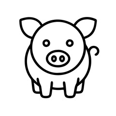 pig icon, pig line art - simple line art of pig, perfect for pig logos and icons