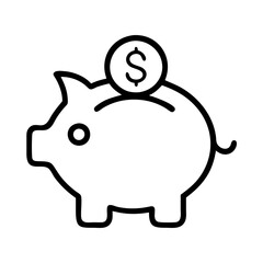 Obraz premium piggy bank icon, piggy bank line art - simple line art of piggy bank, perfect for piggy bank logos and icons