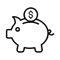 piggy bank icon, piggy bank line art - simple line art of piggy bank, perfect for piggy bank logos and icons