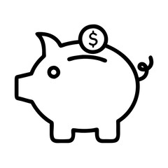 piggy bank icon, piggy bank line art - simple line art of piggy bank, perfect for piggy bank logos and icons
