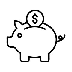 piggy bank icon, piggy bank line art - simple line art of piggy bank, perfect for piggy bank logos and icons