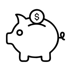 piggy bank icon, piggy bank line art - simple line art of piggy bank, perfect for piggy bank logos and icons