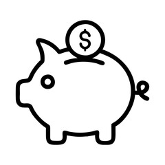 piggy bank icon, piggy bank line art - simple line art of piggy bank, perfect for piggy bank logos and icons