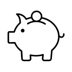 piggy bank icon, piggy bank line art - simple line art of piggy bank, perfect for piggy bank logos and icons