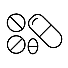 pills icon, pills line art - simple line art of pills, perfect for pills logos and icons